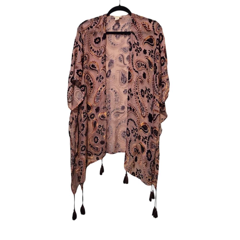 Japna Velvet Burnout Kimono Womens SM Dark Floral Whimsigoth Fairy Boho Festival